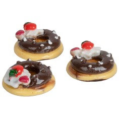 Set of 3 chocolate donut cakes ø 1.5cm for Mondo nativity scene