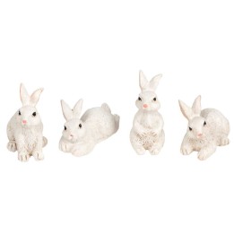 Set 4 conigli in resina in varie pose