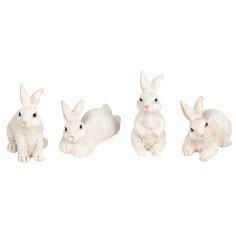 Set 4 conigli in resina in varie pose per presepe Mondo Presepi