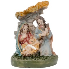 Natividad 3 sujetos bloque con muro detrás 2,5 cm en resina