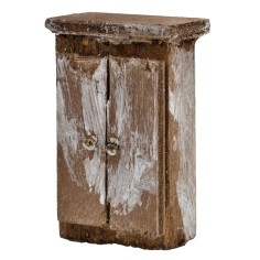 Raw wood cabinet with two doors 5.5h cm for Mondo nativity scene 2