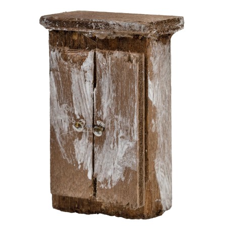 Armario de madera en bruto con dos puertas de 5,5 cm de altura para belén Mondo