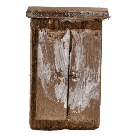 Armario de madera en bruto con dos puertas de 5,5 cm de altura para belén Mondo