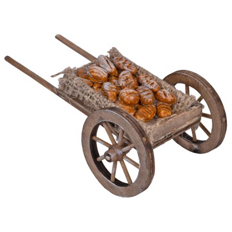 Carro de madera con bocadillos para belén Mondo Presepi