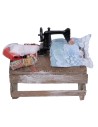 Seamstress table with machine and fabrics for nativity scene Mondo Presepi