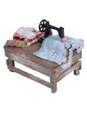 Seamstress table with machine and fabrics for nativity scene Mondo Presepi