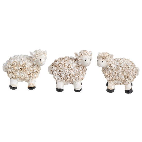 Conjunto de 3 ovejas de resina estilo dibujo animado para belén Mondo Presepi