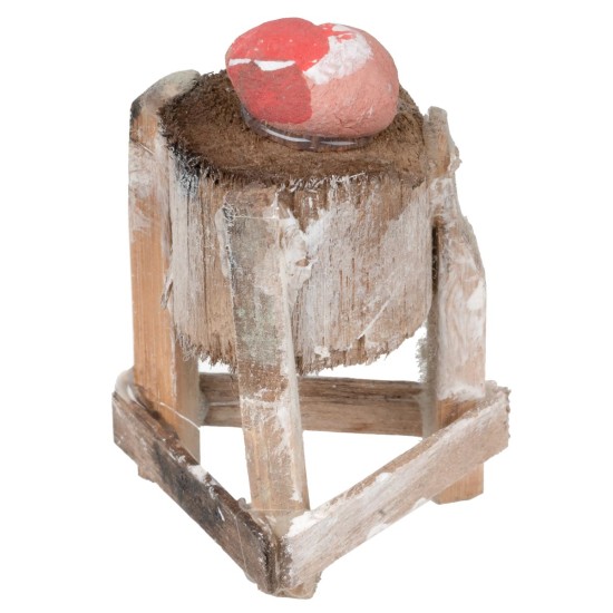 Wooden butcher block with meat cm 5.5h for Mondo nativity scene