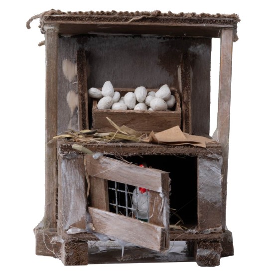 Gallinero con huevos y gallina cm 8,5x5,5x10 h para belén Mondo