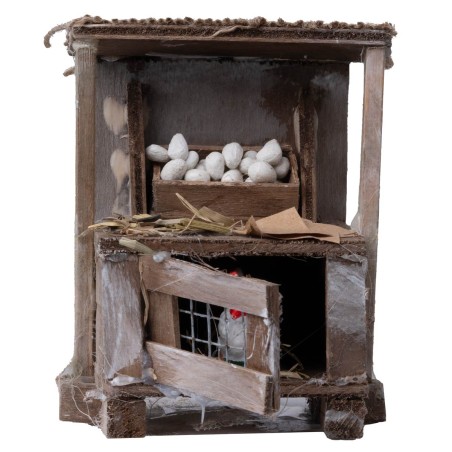 Gallinero con huevos y gallina cm 8,5x5,5x10 h para belén Mondo