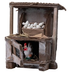 Chicken coop with eggs and hen cm 8.5x5.5x10 h for Mondo nativity scene
