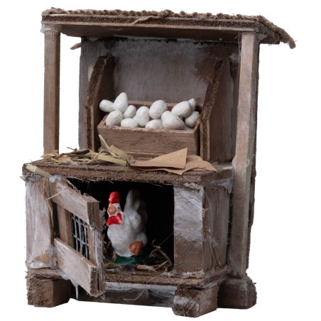 Chicken coop with eggs and hen cm 8.5x5.5x10 h for Mondo nativity scene