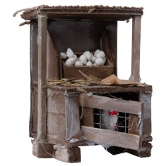 Chicken coop with eggs and hen cm 8.5x5.5x10 h for Mondo nativity scene 2