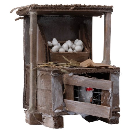 Chicken coop with eggs and hen cm 8.5x5.5x10 h for Mondo nativity scene