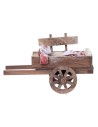 Carrito de madera con embutidos y carne para belén Mondo Presepi