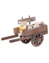 Carretto in legno con formaggi e pane per presepe Mondo Presepi
