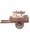Carretto in legno con formaggi e pane per presepe Mondo Presepi
