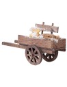 Carretto in legno con formaggi e pane per presepe Mondo Presepi