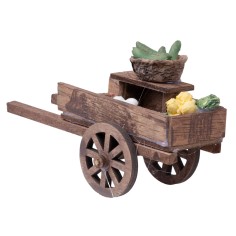 Carrito de madera con productos varios para belén Mondo Presepi