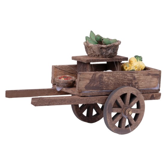 Carrito de madera con productos varios para belén Mondo Presepi