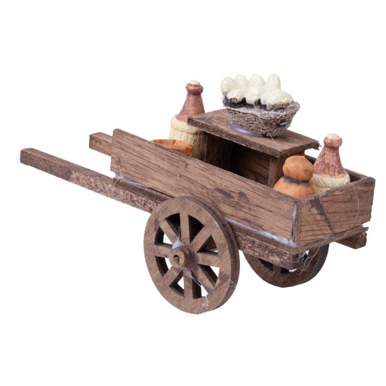 Wooden cart with bottles for nativity scene Mondo Presepi