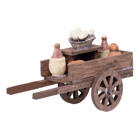 Wooden cart with bottles for nativity scene Mondo Presepi