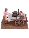 Carretto in legno con caldarrostaia su base per presepe Mondo