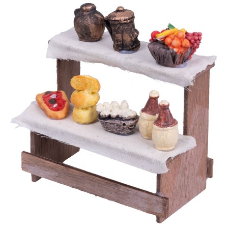 Banco con alimenti vari per presepe Mondo Presepi