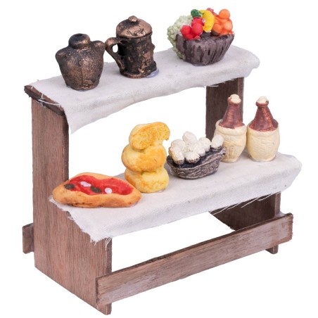 Banco con alimenti vari per presepe Mondo Presepi