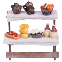 Banco con alimenti vari per presepe Mondo Presepi