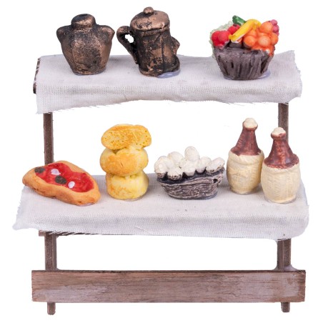 Banco con alimenti vari per presepe Mondo Presepi