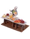 Banco gastronomico in legno con pastore per presepe Mondo