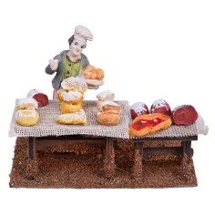 Banco gastronómico de madera con pastor para pesebre Mundo