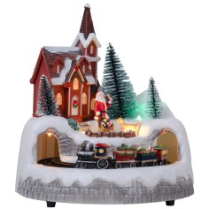 Christmas carousel with moving train complete with lights and