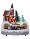 Village with moving train complete with lights and music