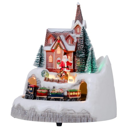 Christmas carousel with moving train complete with lights and