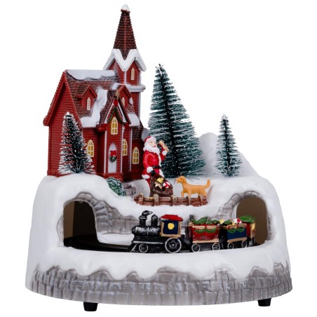 Christmas carousel with moving train complete with lights and