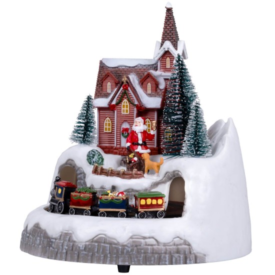 Carrusel de Navidad con tren en movimiento completo de luces y