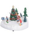 Pista di pattinaggio con albero di natale completa di luce e
