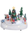Pista de patinaje con árbol de Navidad completa con luz y música