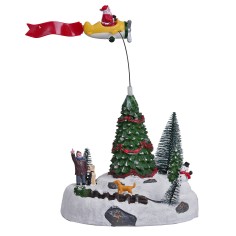 Christmas carousel with Santa Claus on a moving airplane 2