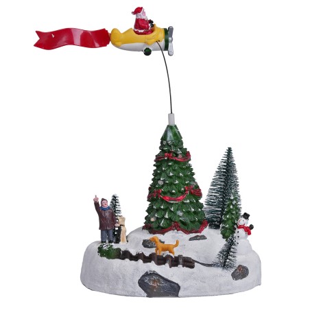 Christmas carousel with Santa Claus on moving airplane complete