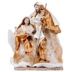Natività in resina con vestiti in tessuto cm 15x20 h
