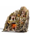 Pesebre iluminado con arroyo y larga escalera 35x30x40h