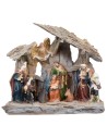 Natività in blocco con personaggi e capanna
