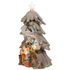 Nacimiento en bloque con forma de árbol de Navidad con estrella 2