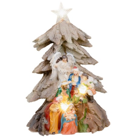 Nativity in block in the shape of a Christmas tree with a