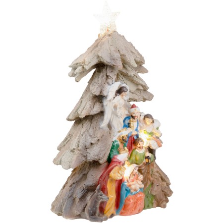 Natività in blocco a forma di albero di natale con stella