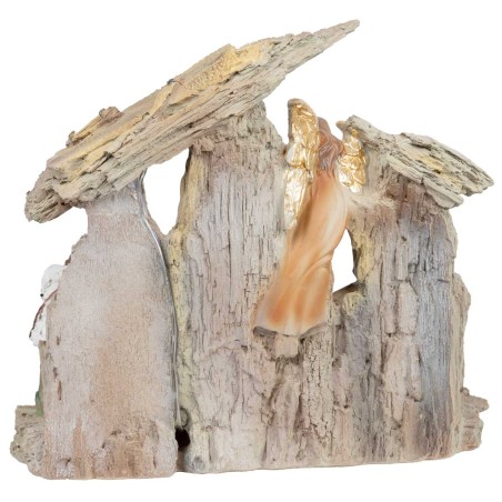 Natività in blocco con personaggi e capanna