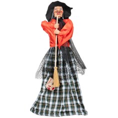 Befana with lights and sounds red and green 70 cm for Mondo nativity scene